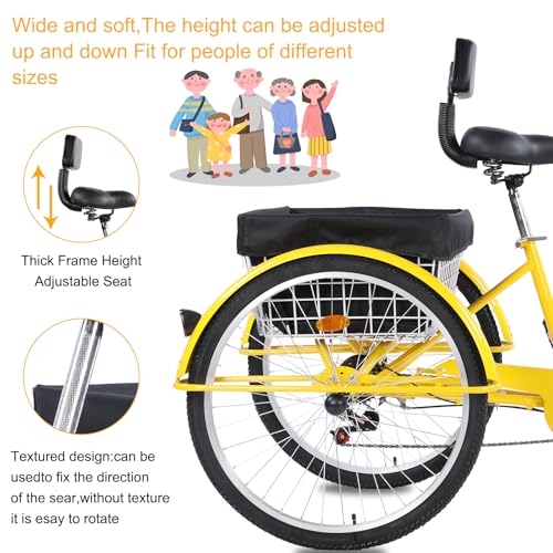 24/26-Inch 3 Wheel Cruiser Bike with Large Basket & Adjustable Seat J89315