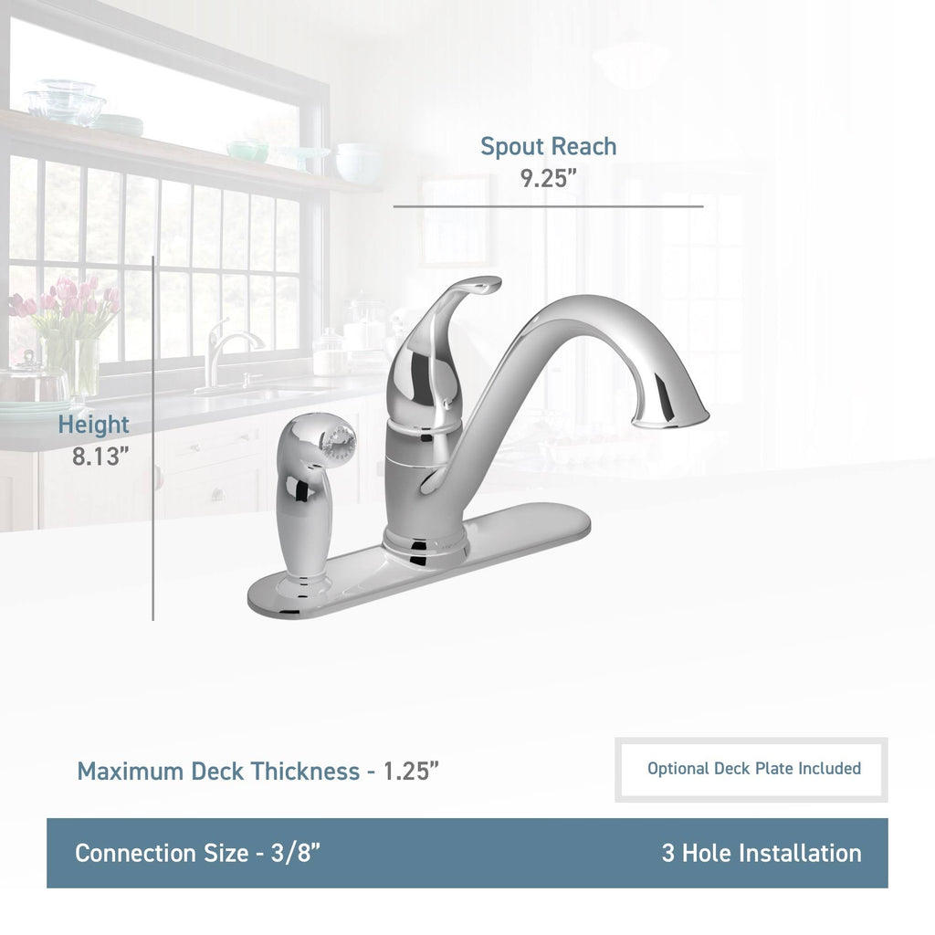 Chrome Single-Handle Kitchen Faucet with Side Spray F248