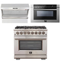36 Inch Gas Range, Wall Mount Range Hood, Microwave Drawer P862