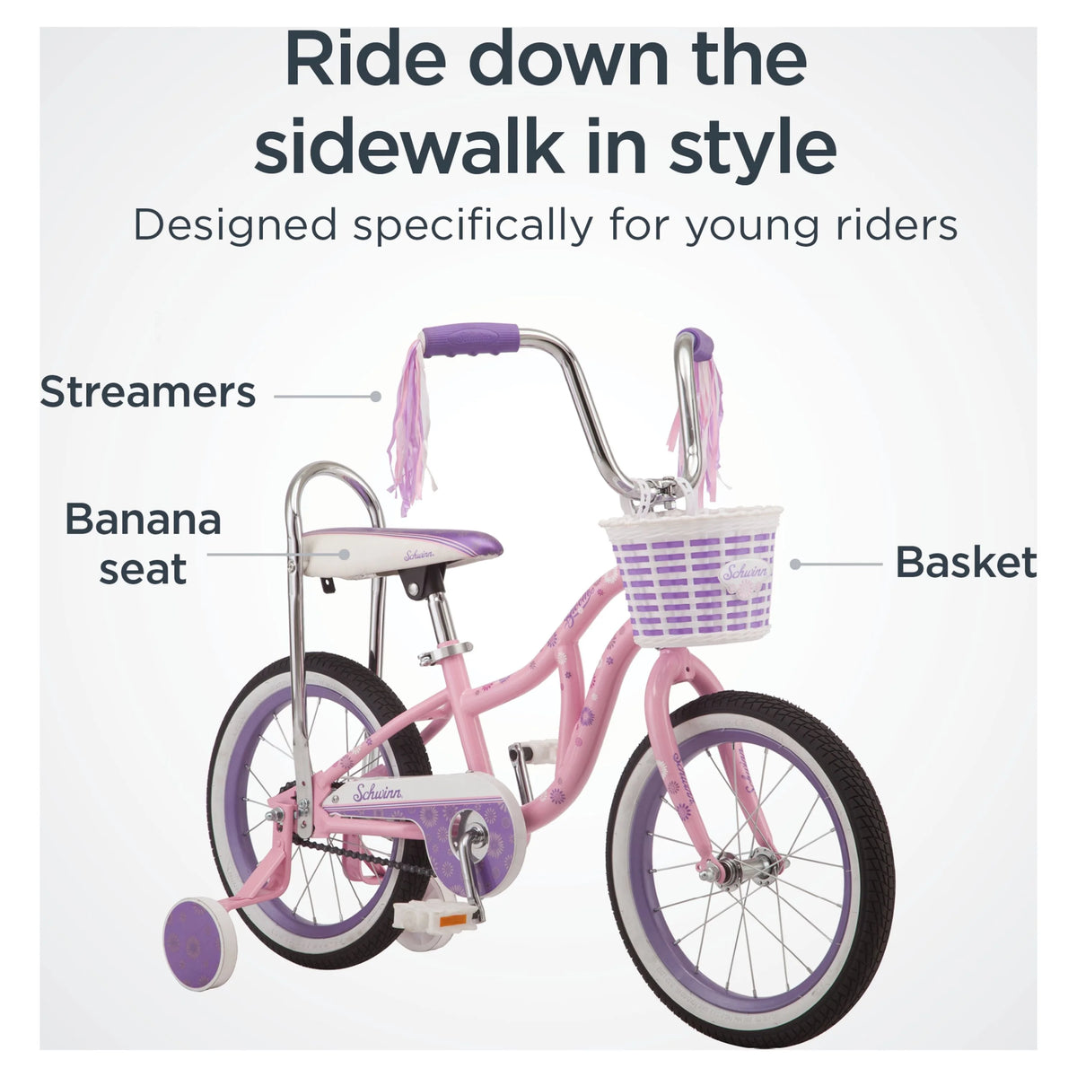 16 Kid's Bike with Training Wheels, Pink Z5177