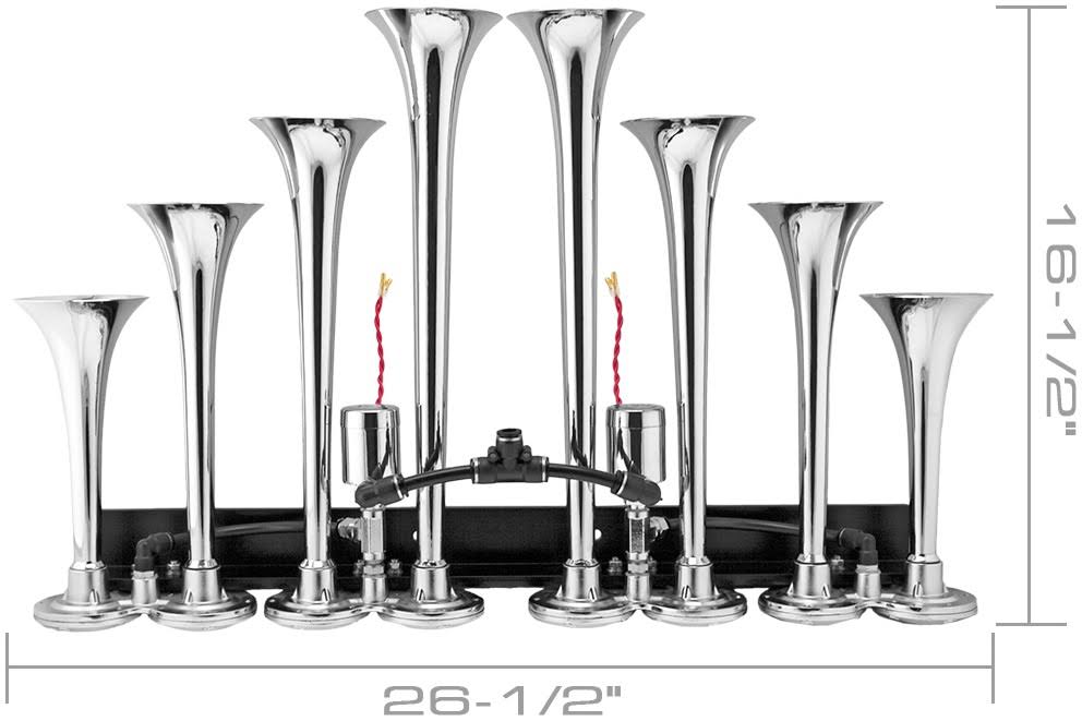 8 Air Horn Chrome Plated Trumpets W3278