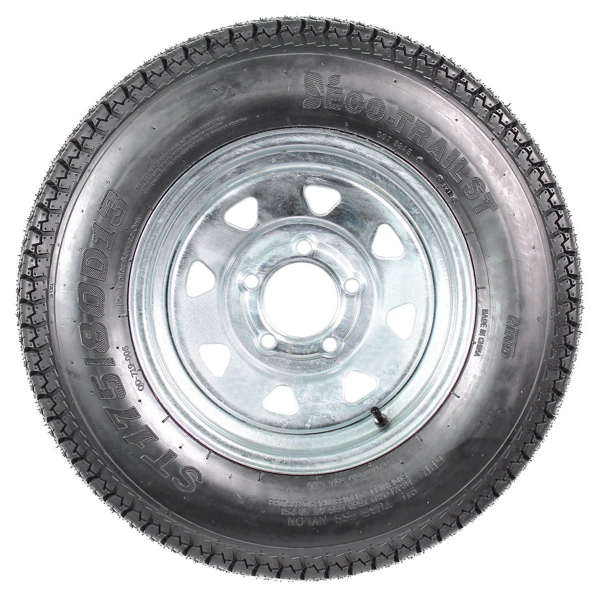 13 5 Lug Galvanized Spoke Trailer Tire On Rim V2403