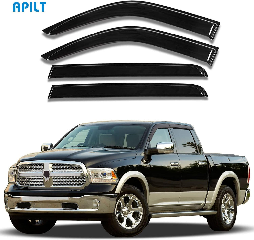 4-Piece Side Window Deflectors Rain Guards for Dodge Ram Crew Cab E8915