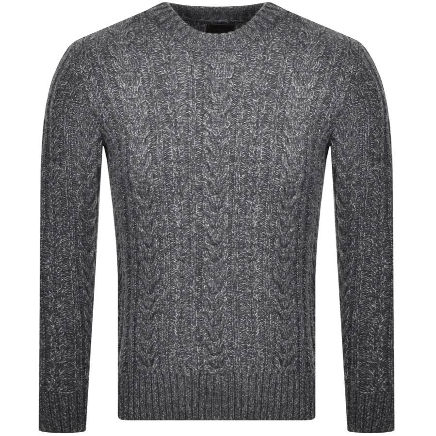 Grey Cable Knit Crew Neck Jumper G814