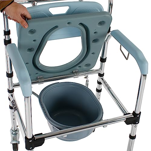 4-in-1 Bedside Commode Chair with Arms & 4 Brakes, Weight Capacity 300lbs A245806