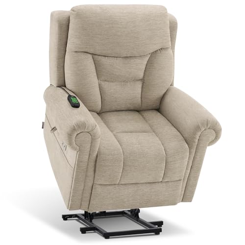 Triple Motor Power Lift Recliner Chair with Massage and Heating, Fabric A1091