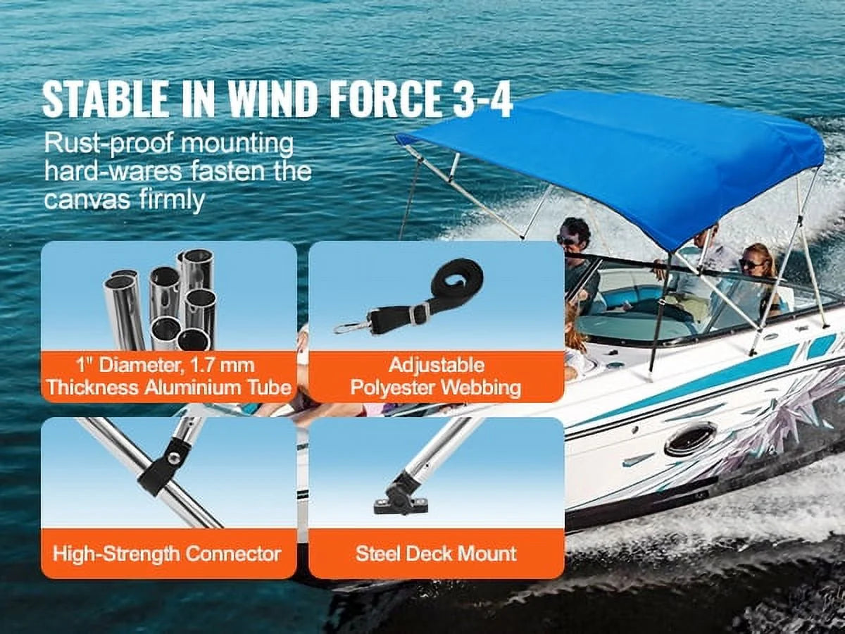 4 Bow Bimini Top Boat Cover 900D Polyester Aluminum Frame 91"-96" W I9483