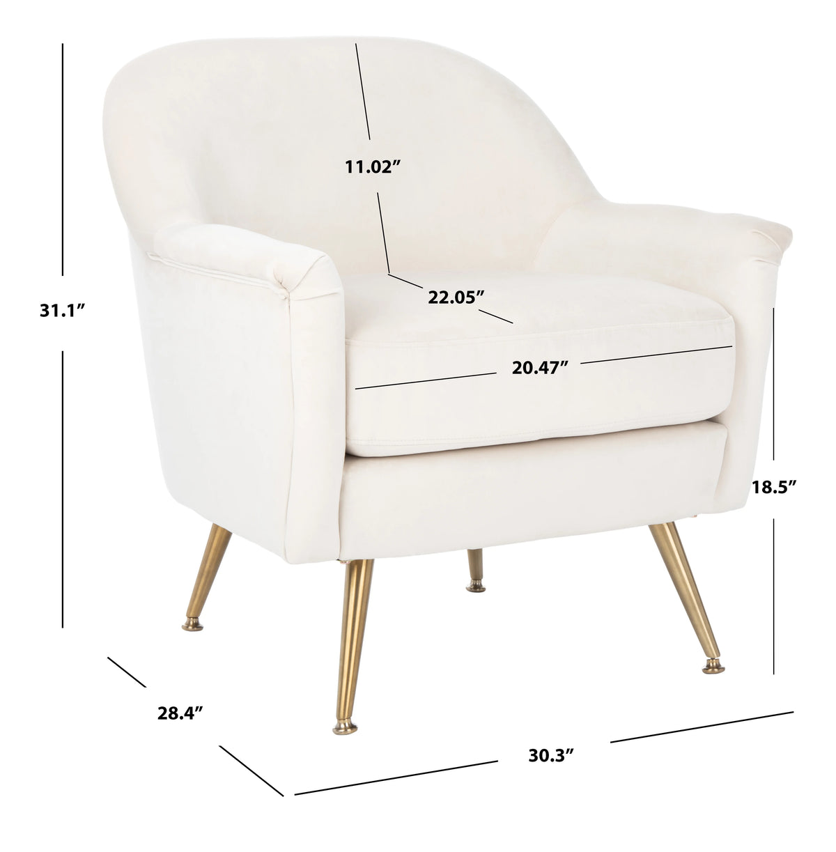 Ivory Velvet Upholstered Arm Chairs V83215