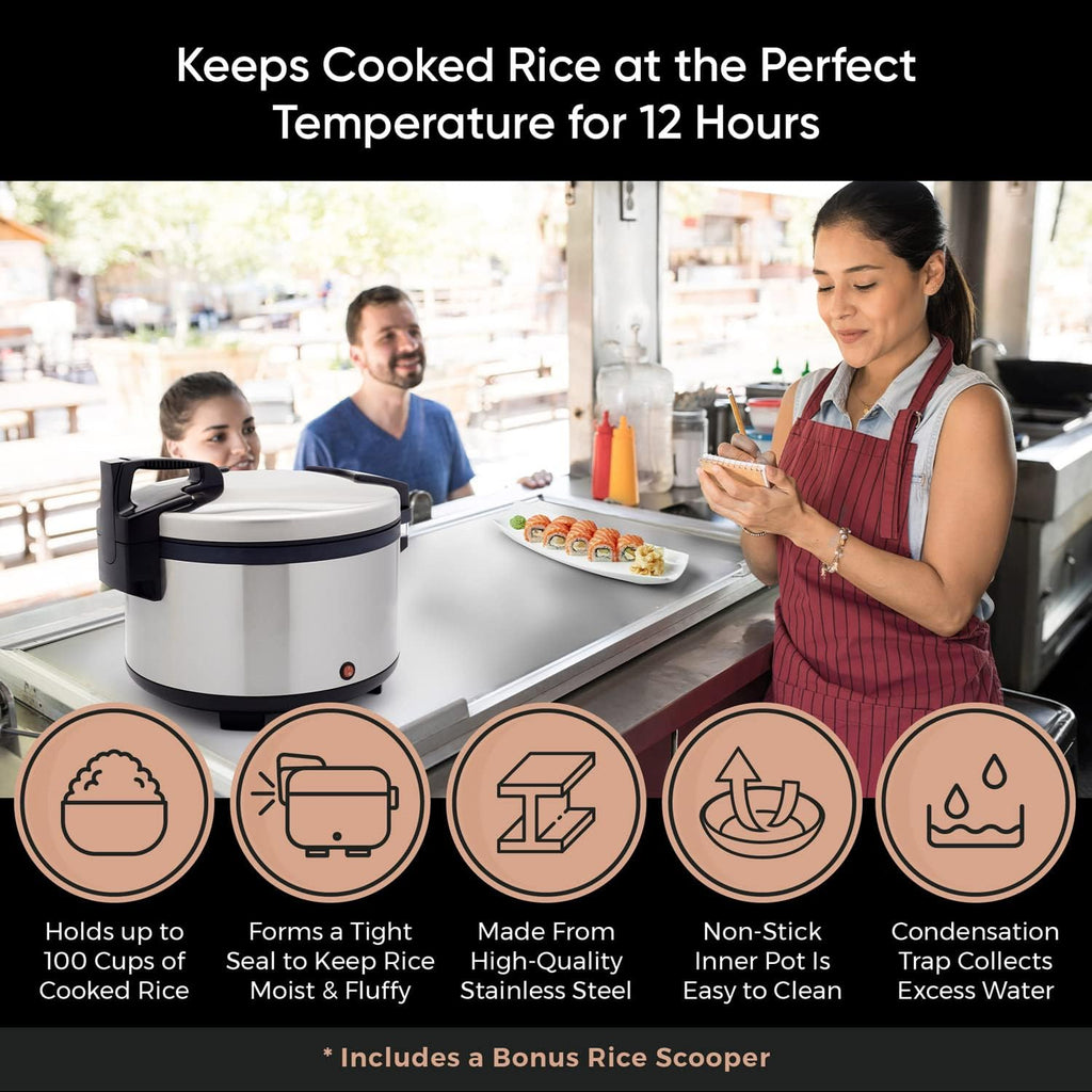 Large Capacity Stainless Steel 100 Cup Rice Warmer C145