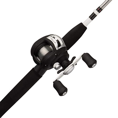 Medium 6' Low Profile Fishing Rod and Bait Cast Reel Combo (2 Piece), Black, White F953598