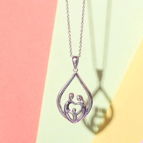 Parent and Children Family Necklace Pendant in Sterling Silver 18" Rolo Chain J849666