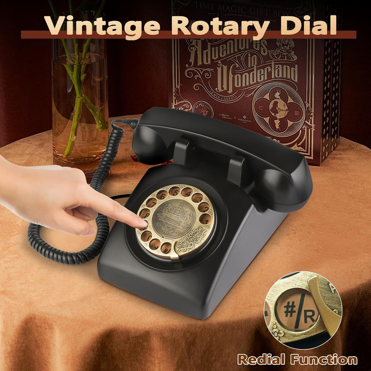 Retro Rotary Landline Phones with Mechanical Ringer Vintage Corded Phones E921