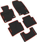 All Weather Floor Liners Custom Fit Heavy Duty Rubber Car Mats Black Red Pack of 2 W35028