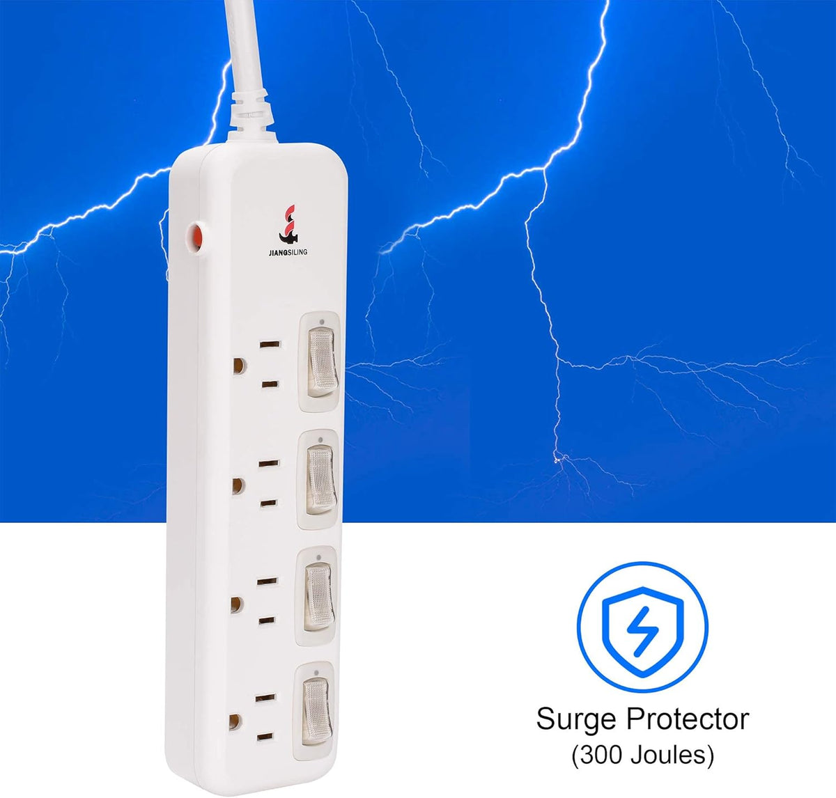 White 12 Pack Power Strip Surge Protector Extension Cord Y867