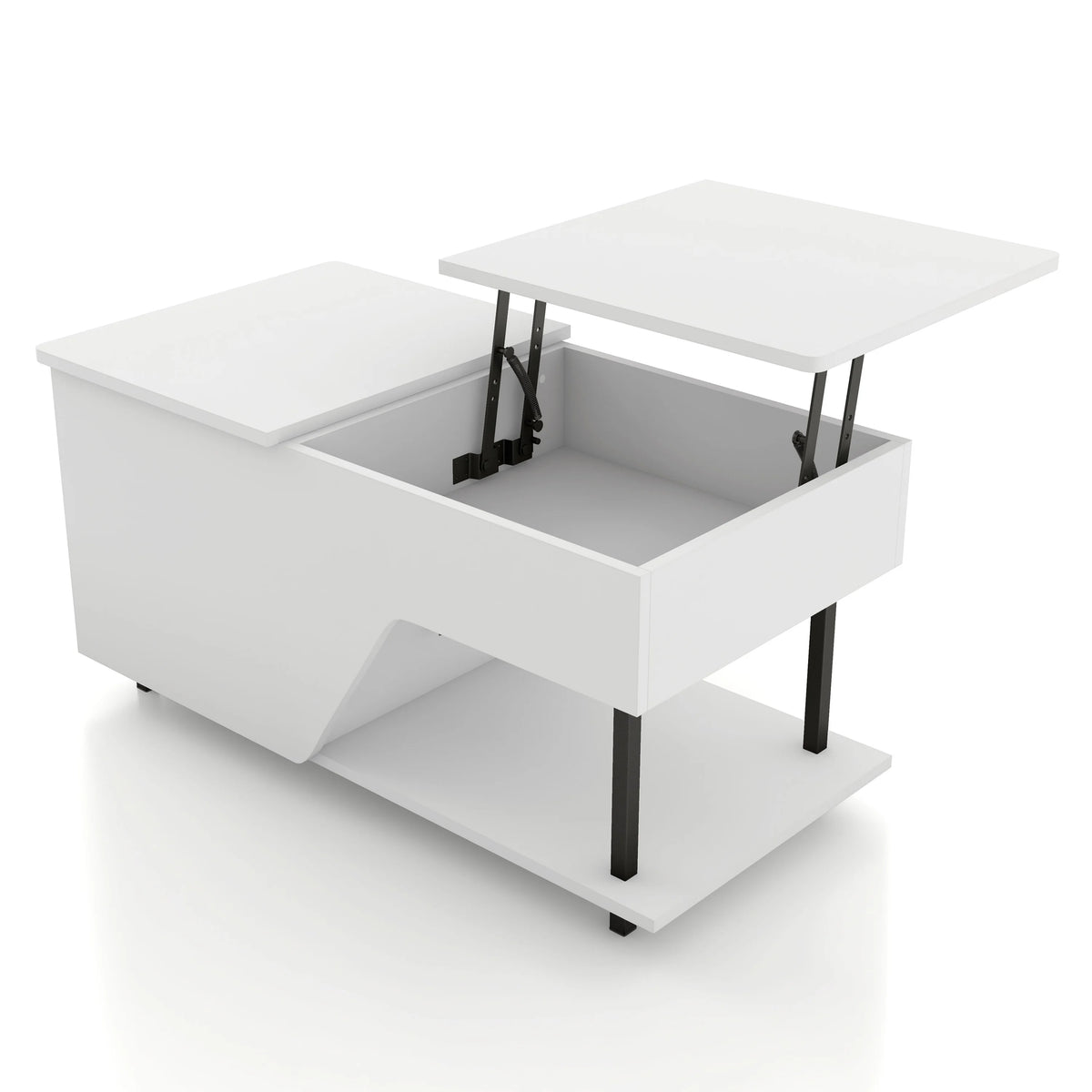 White Lift Top Storage Coffee Table with LED Light P6372