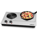 1800W Electric Double Burner Countertop Cast Iron Hot Plate Y44252