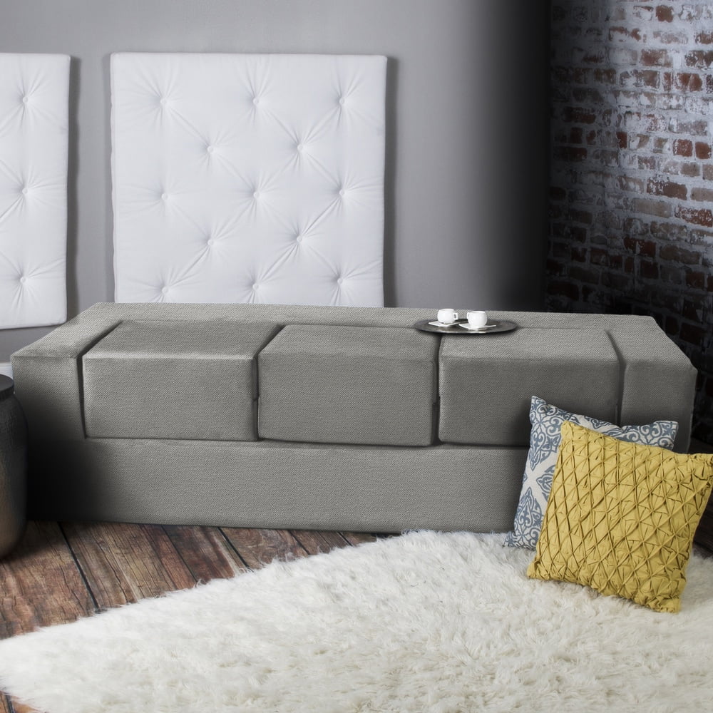 California King Convertible Sleeper Sofa and Ottomans Dove Grey Foam Polyester I692