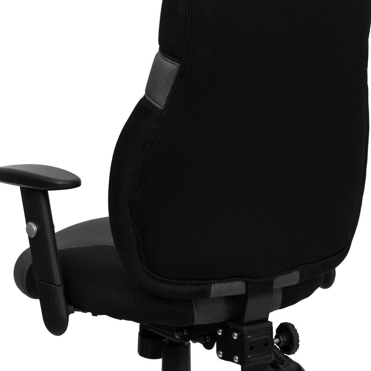 Black and Gray Mesh Swivel Task Office Chair with Adjustable Arms S38267