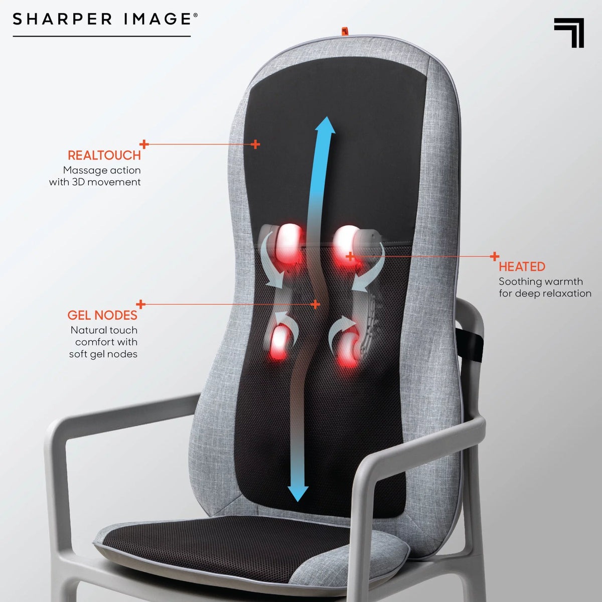 Shiatsu Chair Pad Seat Cushion Massager with 4 Gel Nodes T602