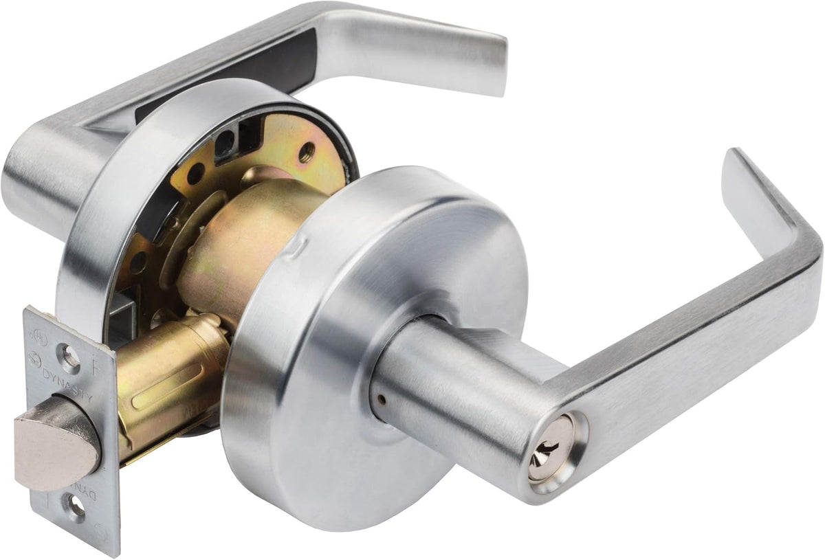 Satin Chrome Keyed Lever Lockset Pack of 2 B129