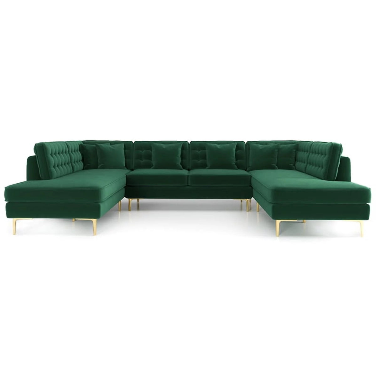 Green Velvet U-Shaped Sectional Couch P94187