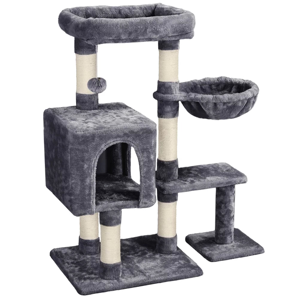 4-Level Plush Cat Tree with Condo, Dark Gray J402