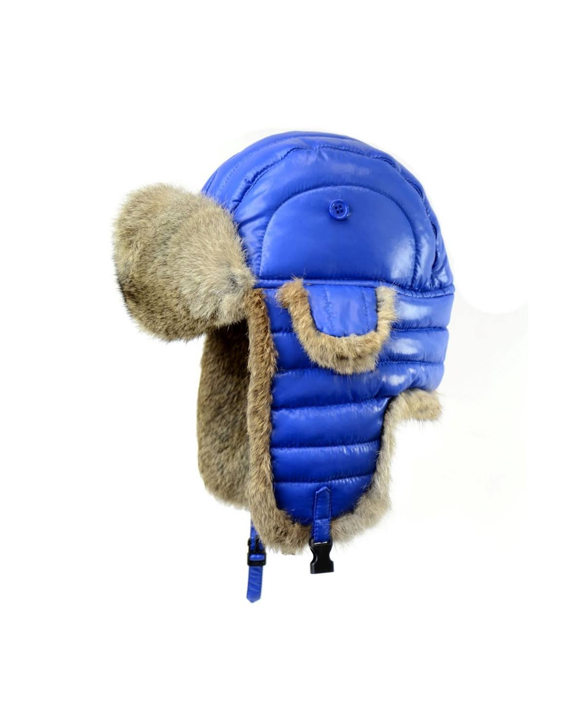 Purple/Grey Rabbit-Trimmed Nylon Aviator Hat Y35276