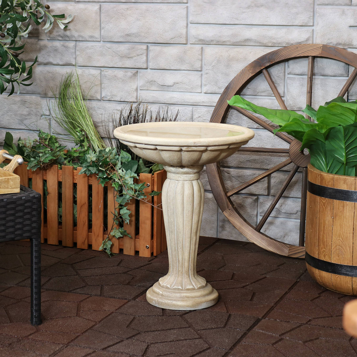 Grecian Reinforced Concrete Bird Bath - 16-inch V495248
