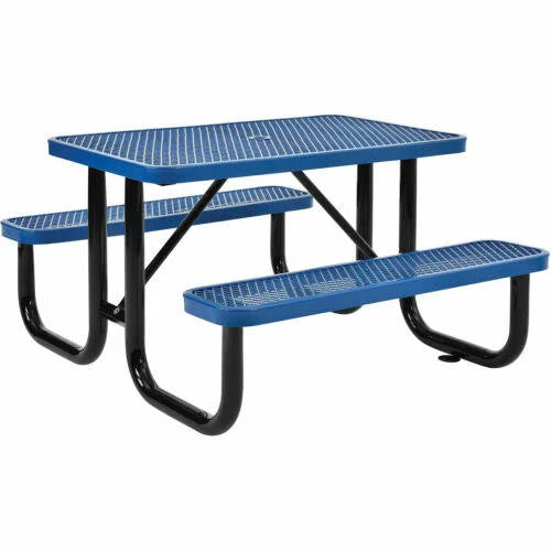 Blue Rectangular Expanded Metal Picnic Table G674