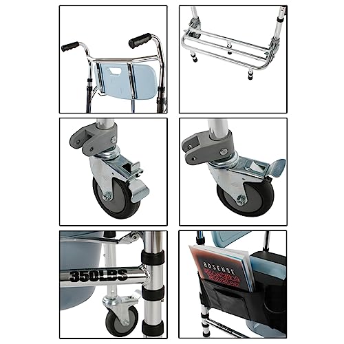 4-in-1 Bedside Commode Chair with Arms & 4 Brakes, Weight Capacity 300lbs A245806
