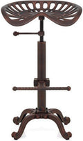 Rustic Industrial Bar Stool Cast Iron Adjustable Height Swivel F9179