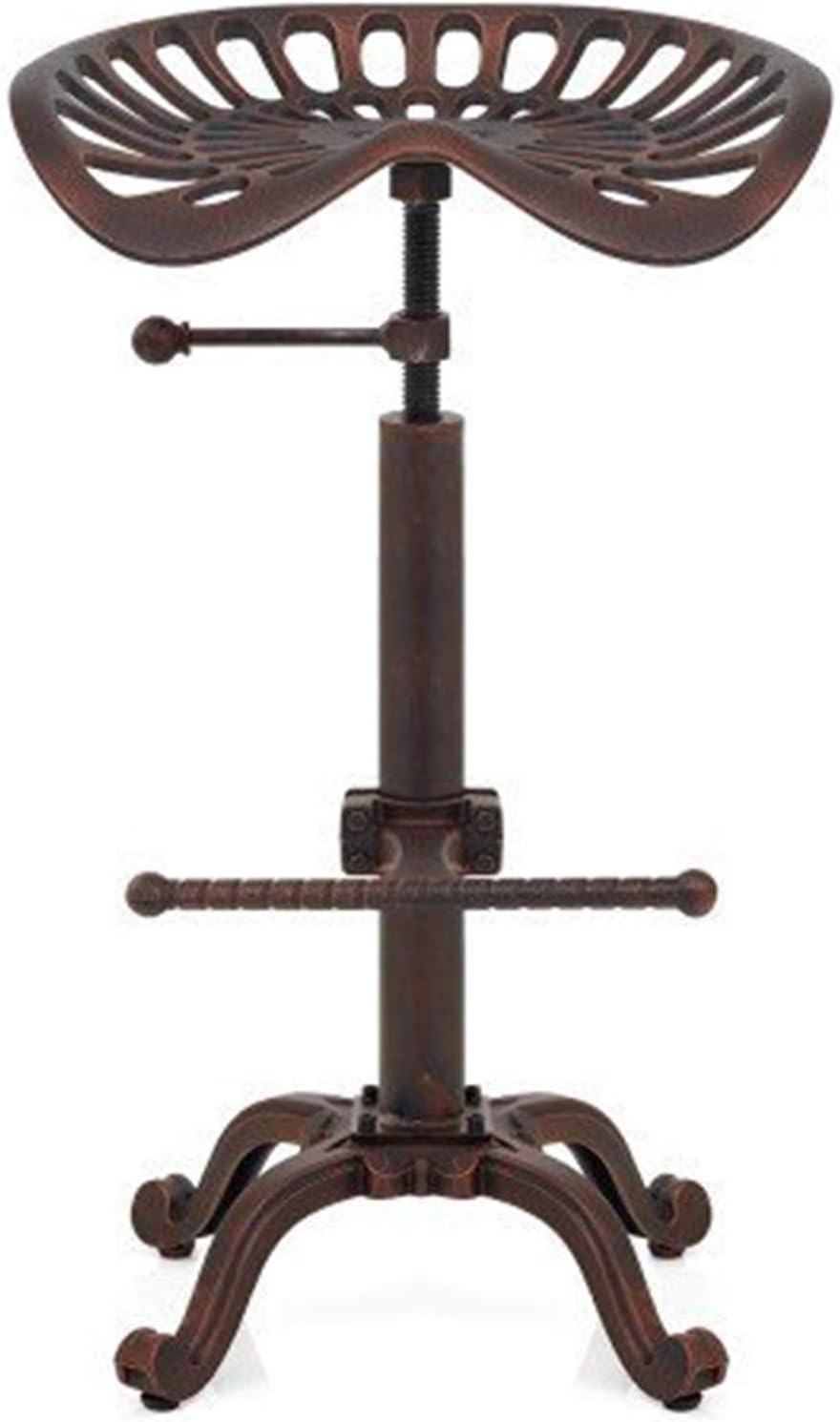 Rustic Industrial Bar Stool Cast Iron Adjustable Height Swivel F9179