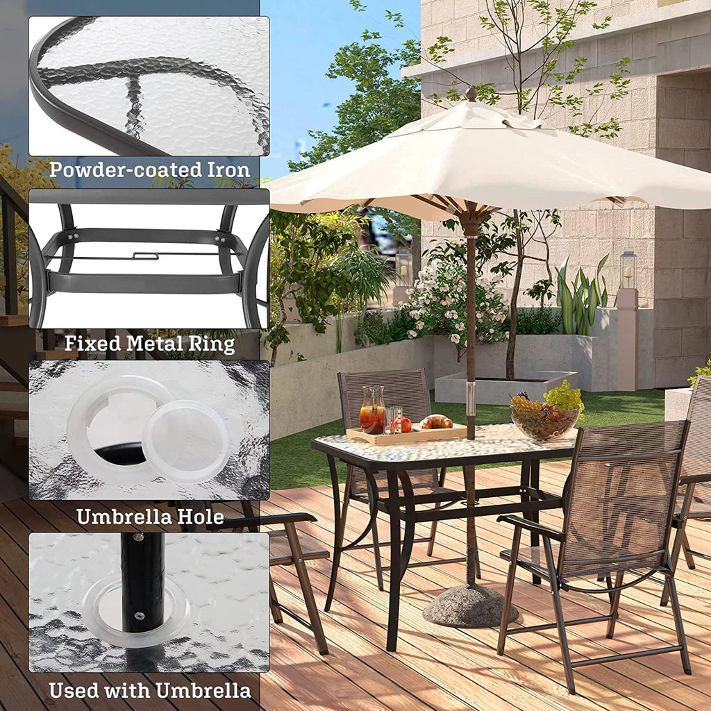 Black 47 inch Tempered Glass Patio Dining Table Q968265