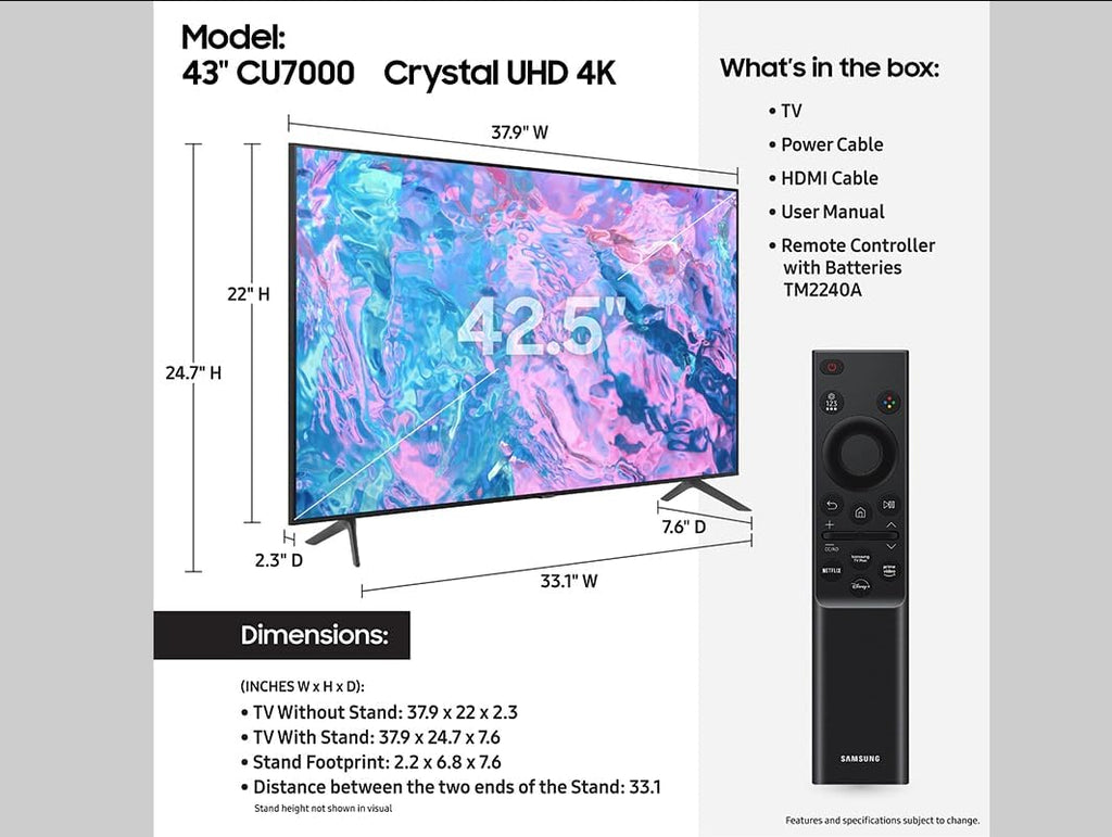 43-Inch Class Crystal UHD 4K Smart TV (Renewed) R56620