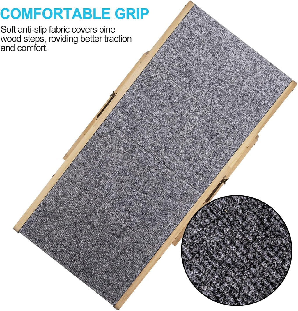 Wood Pet Stairs Foldable Dog Stairs & Ramp with Non-Slip Pads C476