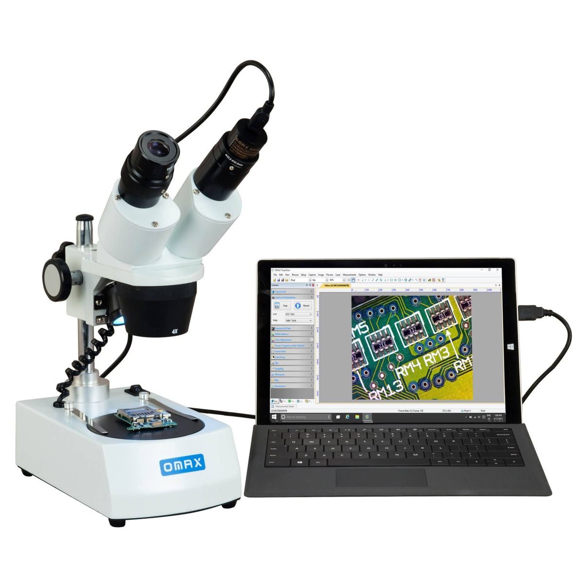 Binocular Stereo Microscope with Dual LED Lights and 1.3MP USB Camera X968