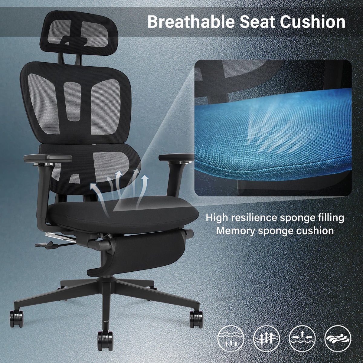 Mesh Office Chair with Footrest N59381