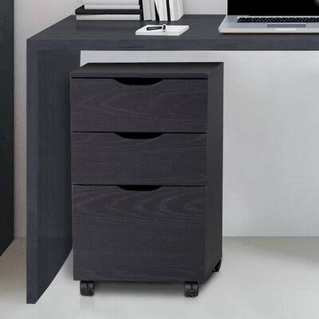 Black Wood Grain 3 Drawer Vertical Filing Cabinet S2298