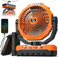 24000mAh Rechargeable Battery Operated Camping Fan with Light & Hook A7603