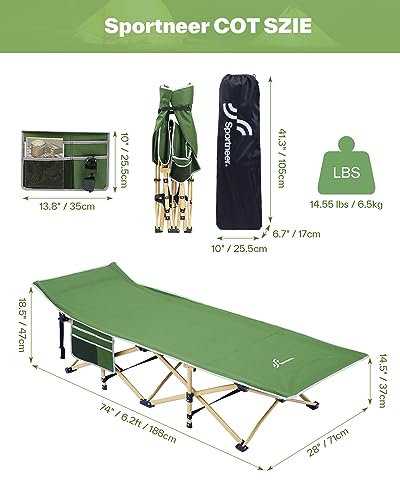 Camping Cot with Mattress Heavy Duty Folding Portable Bed S428