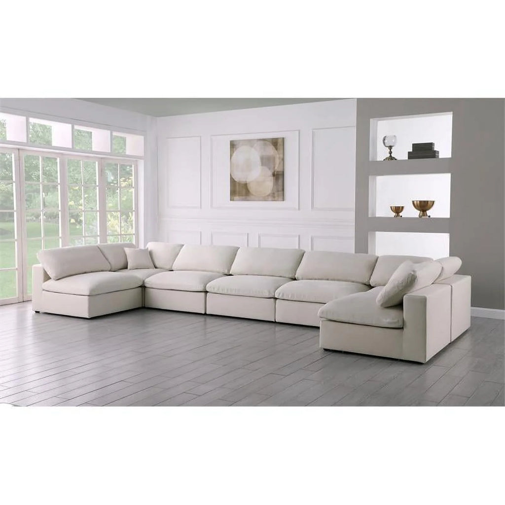 Cream Velvet Modular Sectional S8689
