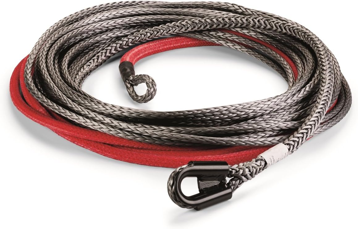 Synthetic Winch Cable Rope with Loop Ends: 3/8 Diameter x 80' Length, 8.25 Ton Capacity G8961