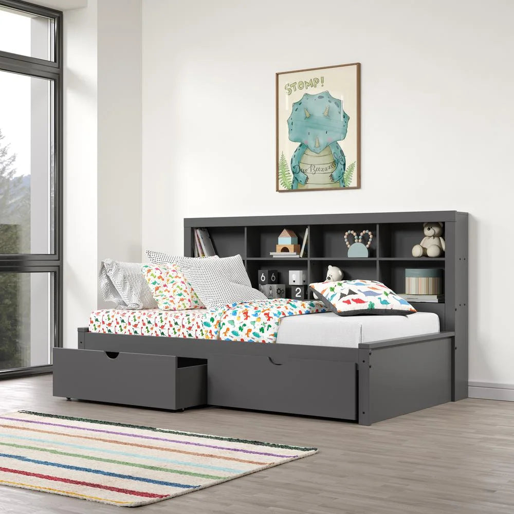Dark Grey Twin Bookcase Day Bed Z16270