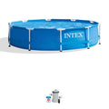 10' x 30 Metal Frame Round Above Ground Swimming Pool with Pump G920989