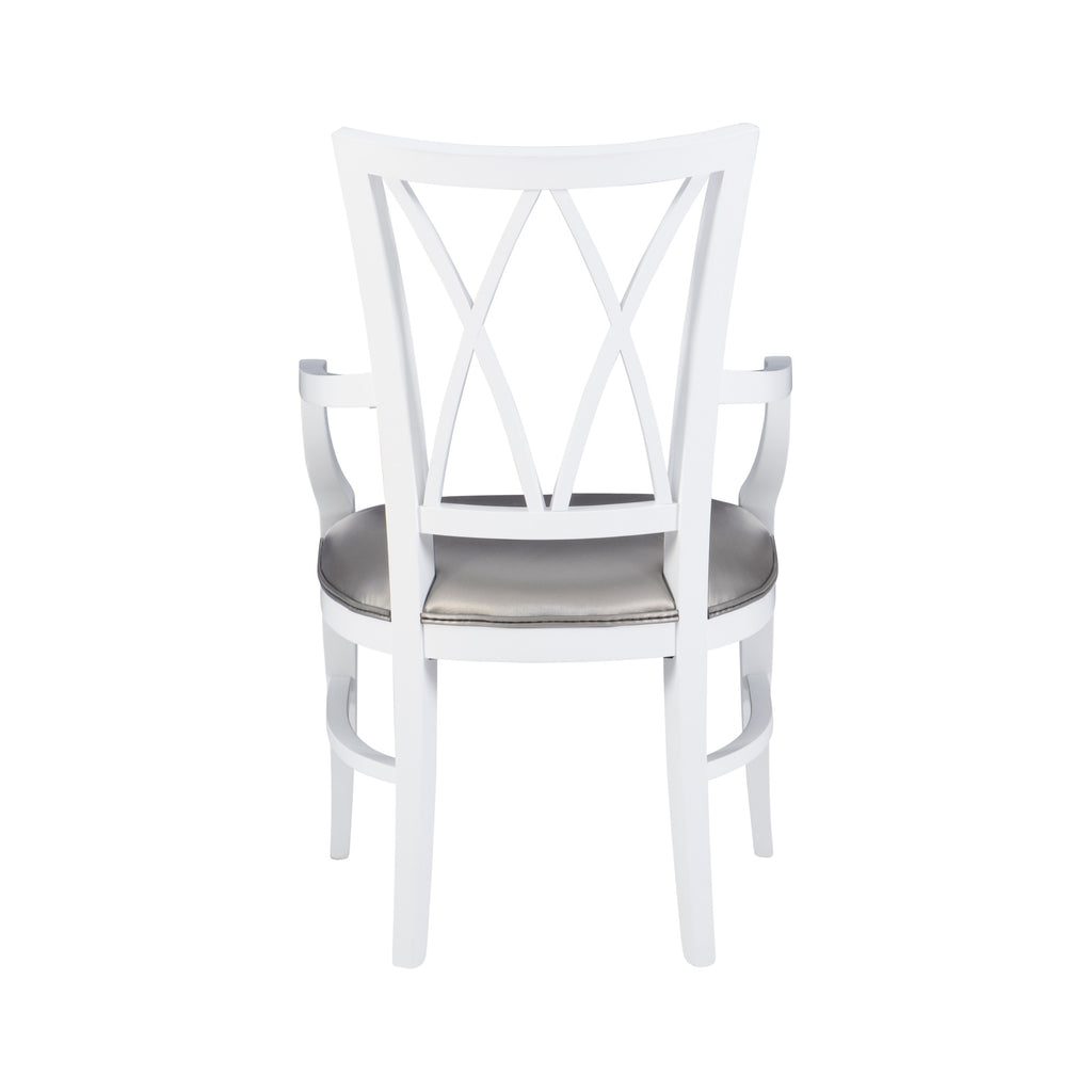 White Wood Dining Arm Chair H541