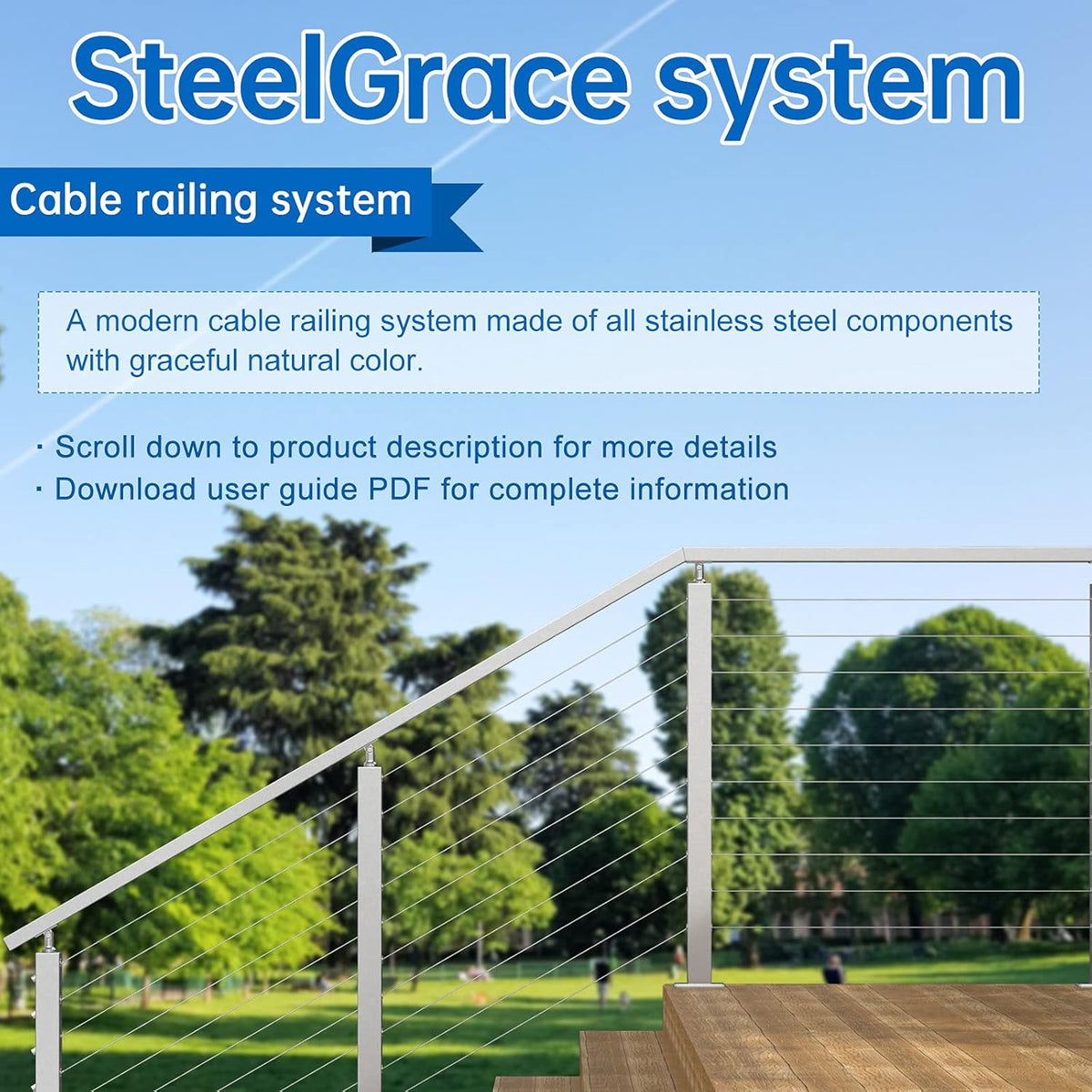 40Pack 1/8 Invisible Cable Railing Kit T316 Stainless Steel 20 Cable Line with Socket Wrench R881