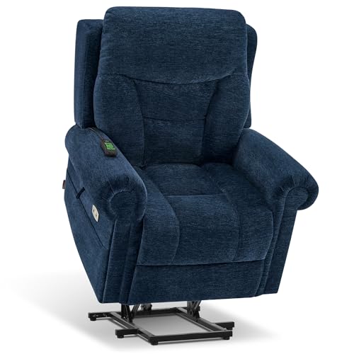 Triple Motor Power Lift Recliner Chair with Massage and Heating, Fabric A1091