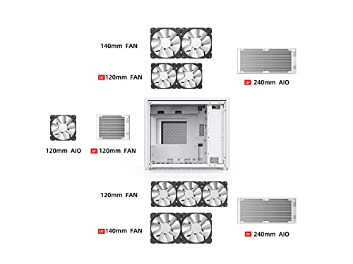 White Mini Micro ATX Tower Computer Case, Aluminum/Steel/Tempered Glass C289