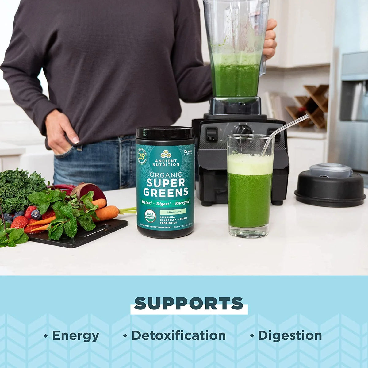 Organic Super Greens, Mint, 7.23 oz L790