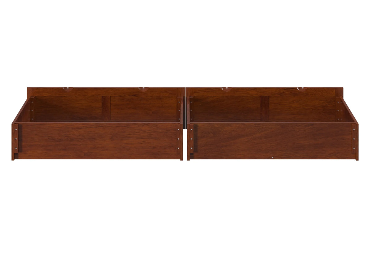 Set of 2 Solid Wood Under Bed Storage Drawers, Walnut F25074